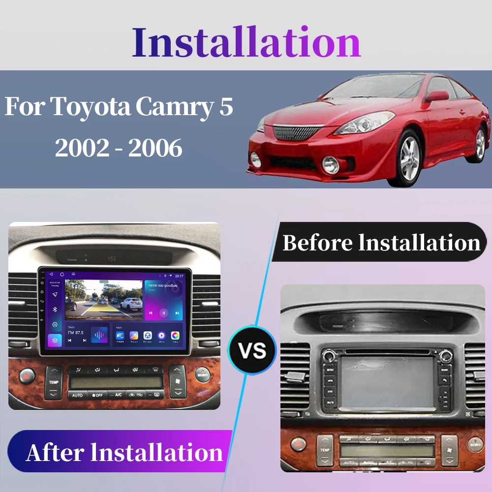 Dla Toyota Camry 5 XV 30 2001 2002 2003 2004 2005 2006 Radio samochodowe z androidem odtwarzacz multimedialny nawigacja GPS Carplay ekran dotykowy