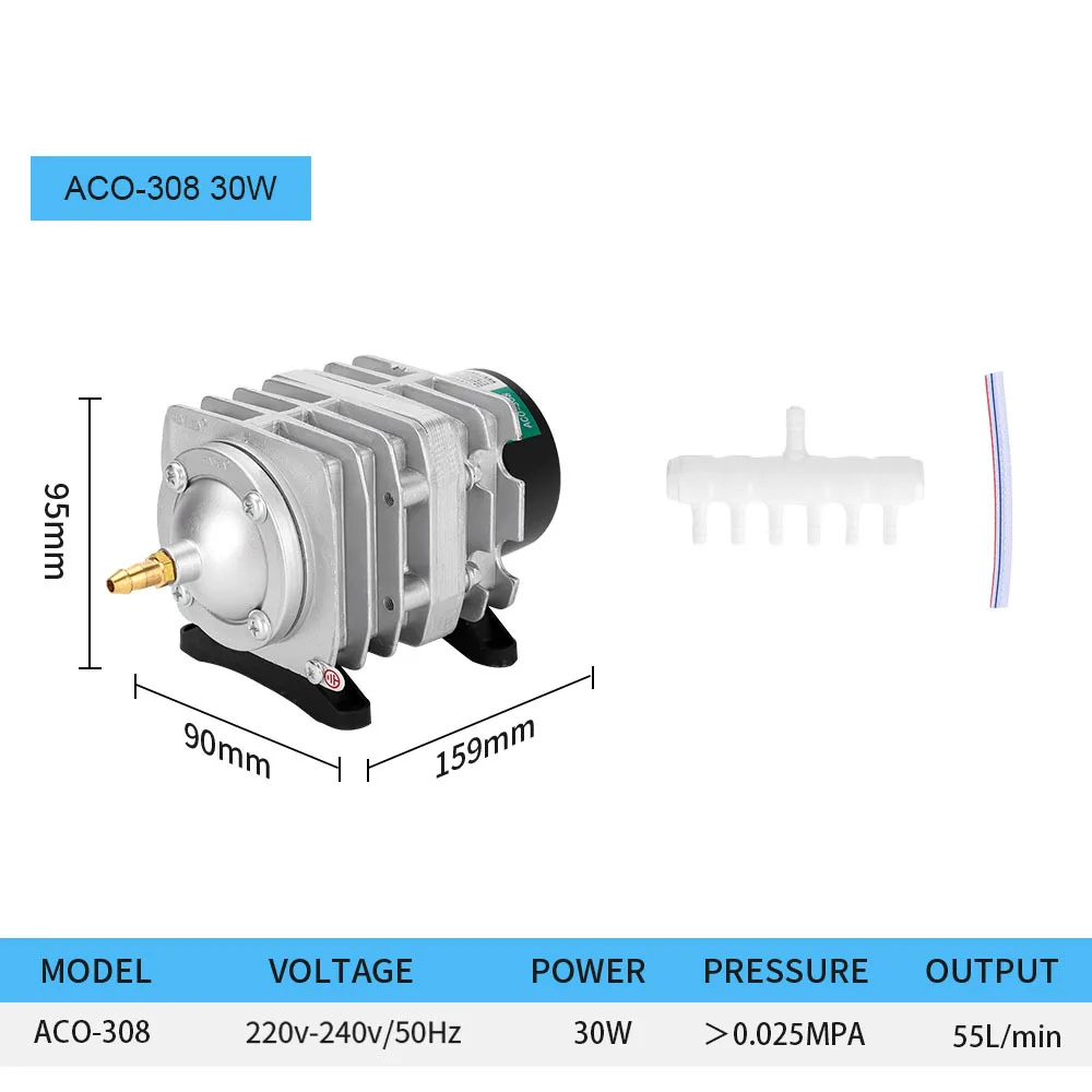 Hailea ACO-208 308 318 Air Pump High Power AC E-magnetic Air Pump Fish Pond Oxygen Pump Compressor for pond Air Aerator Pump view 4