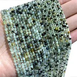 Natural Faceted Round 2mm 3mm 4mm Stone Beads Prehnite Green Agates Black Onyx Pyrite for Jewelry Making Diy Bracelet Necklace