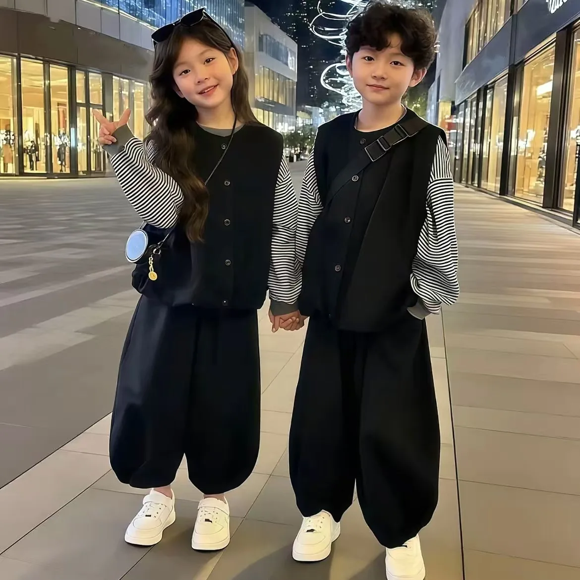 

Children's Clothing Boys' And Girls' Tops New Autumn Vest And Pants Two Piece Set Cotton Kids Casual Wear Fashionable Trendy
