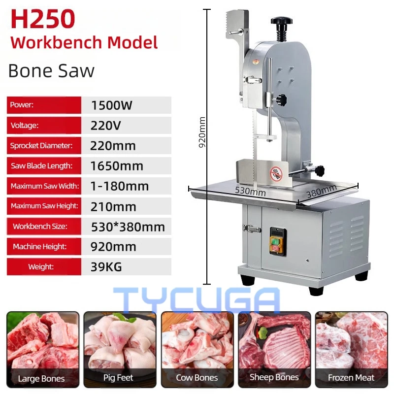 Electric Bone Cutting Sawing Machine Commercial Fast Bandsaw Bone Cutter Automatic Tabletop Stainless Steel  Meat Cut Machine