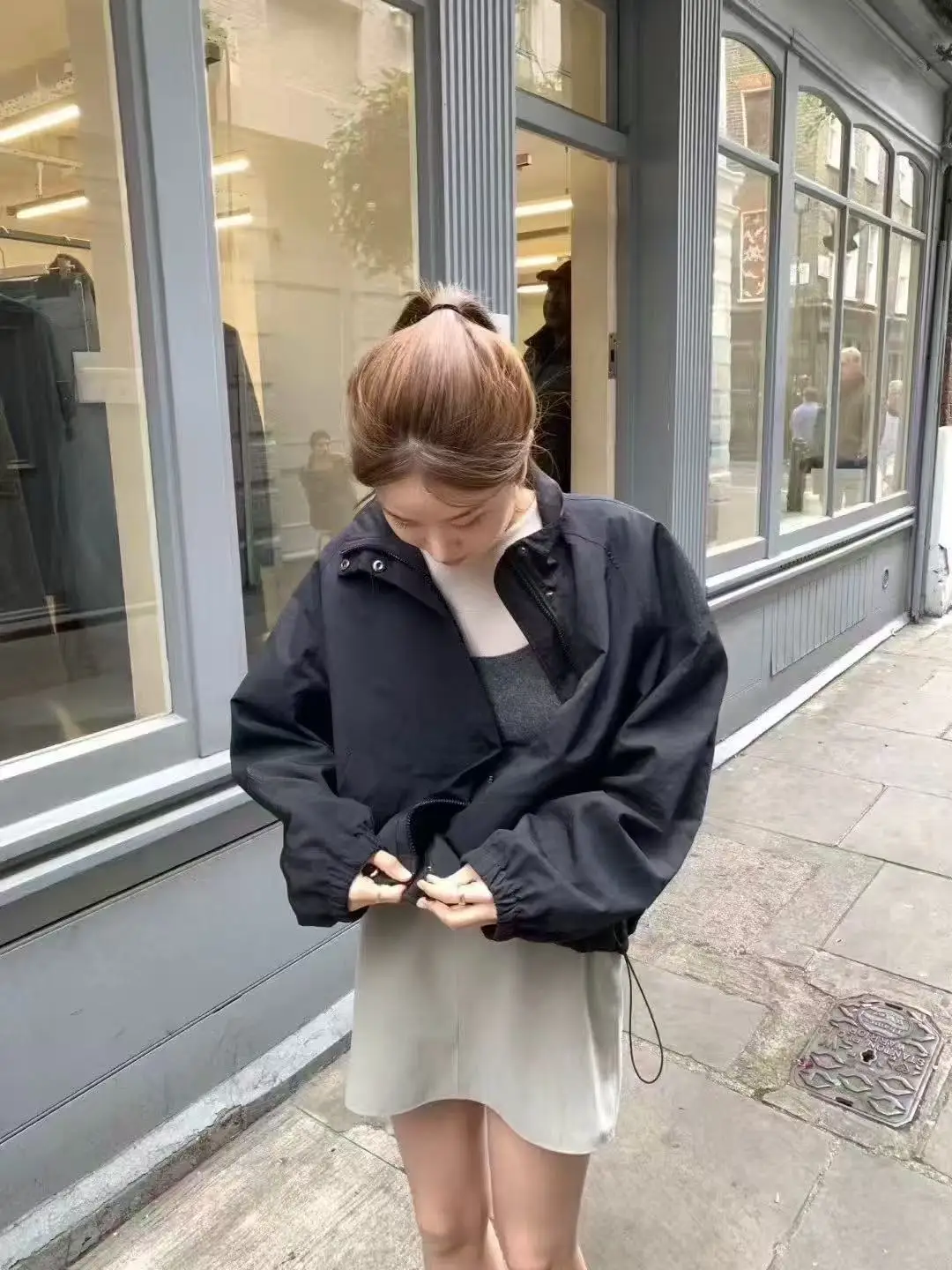 

Ounce Dongda Gate Autumn Winter New Casual Sle Long Sve Stand Collar ort Jaet Men Women Cotton Vintage Leisure Coat