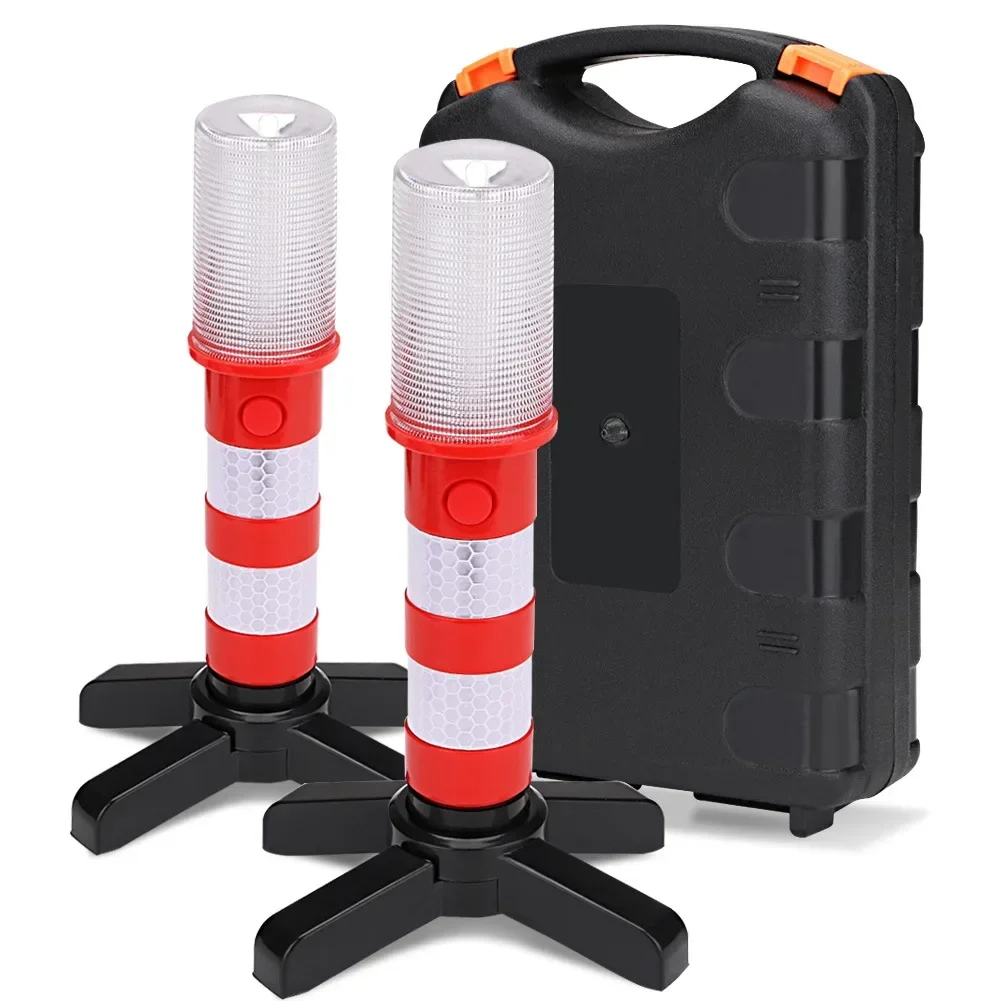 

LED Magnetic Flashlight Emergency Roadside Flares Detachable Stand Beacon Safety Strobe Light Warning Signal Alert SOS Lamps Set