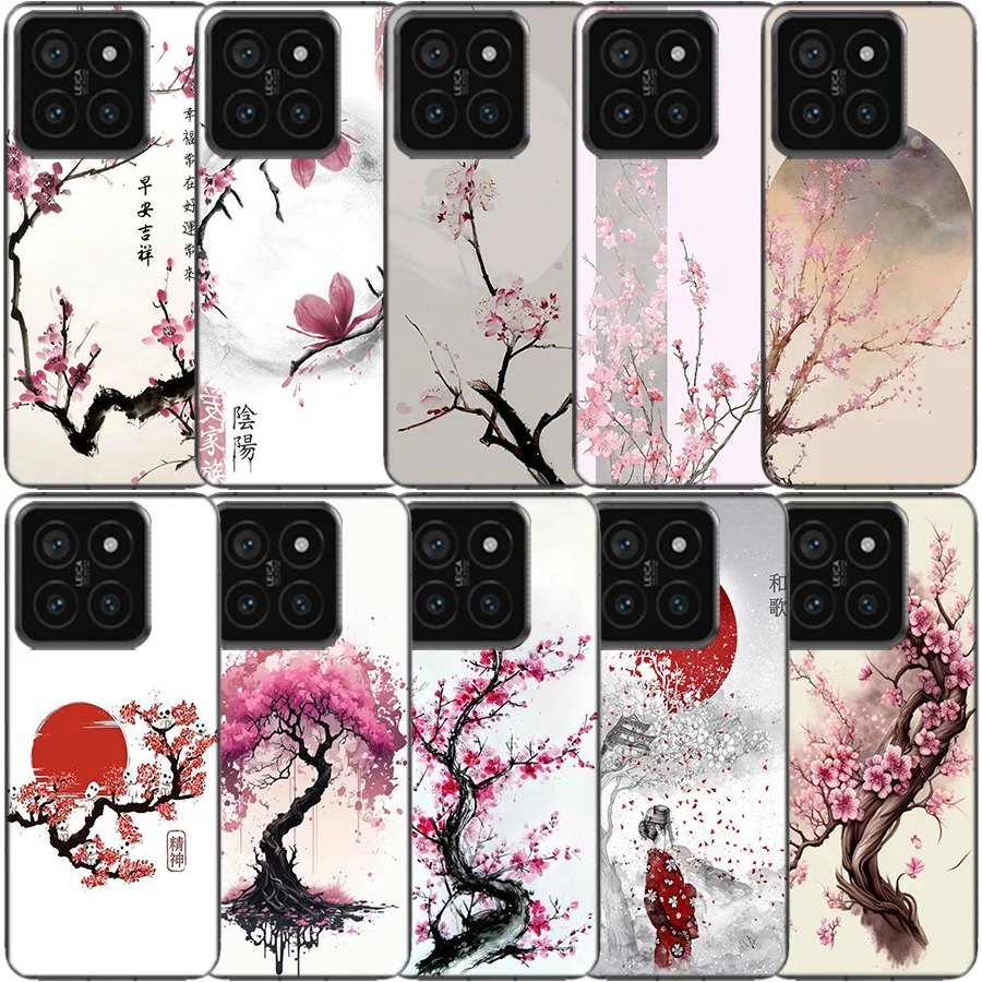 Cherry Blossom Tree Clear Phone Case For Xiaomi Poco X6 X5 Pro X4 X3 NFC F4 GT F6 F5 F3 M5 M5S M4 M3 Pro F2 F1 TPU Pattern Soft