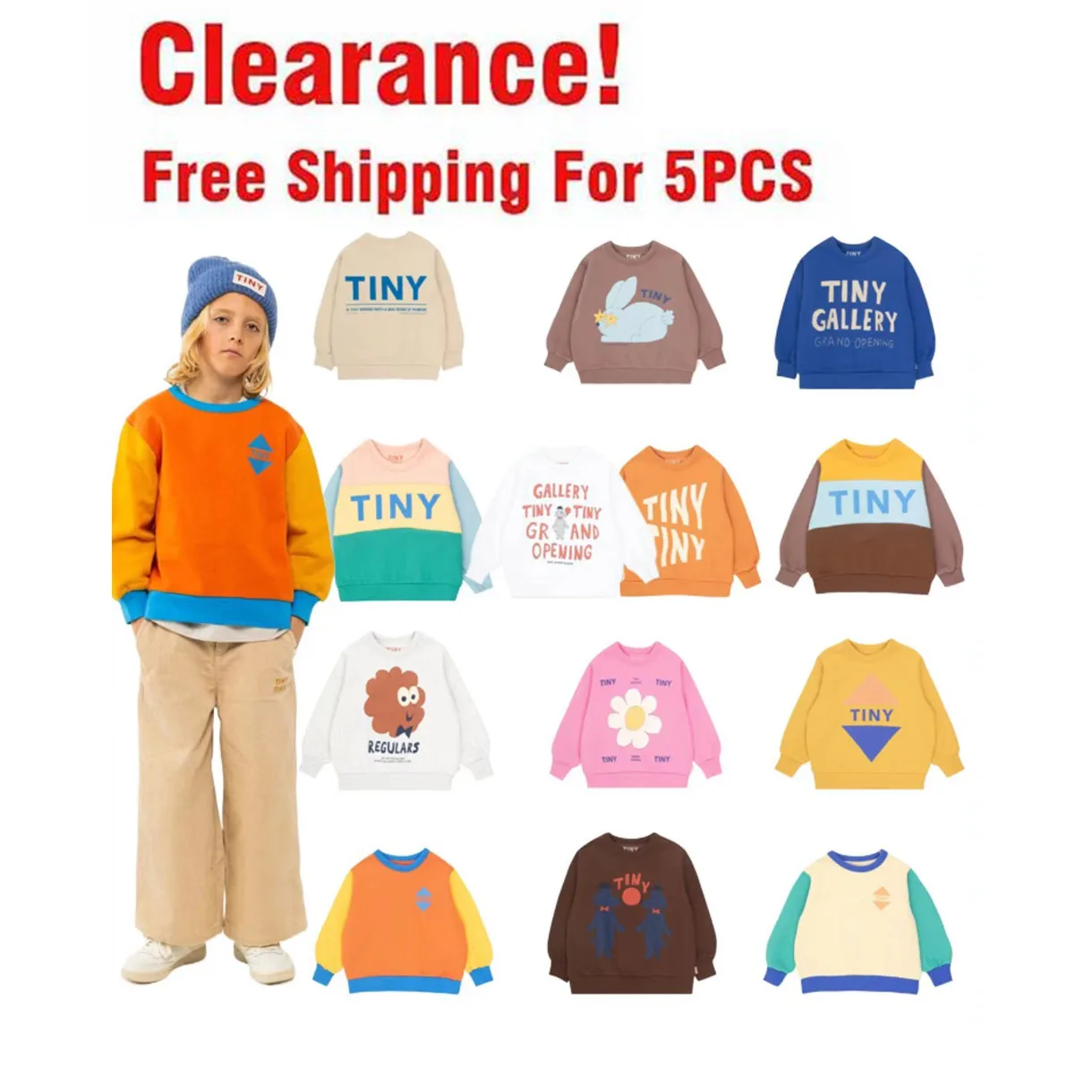 Clearance 2024 New Autumn Winter Fleeced Kids Sweatshirts Boys Girls Cute Print Sweaters Baby Child Cotton Outwear Tops Clothing