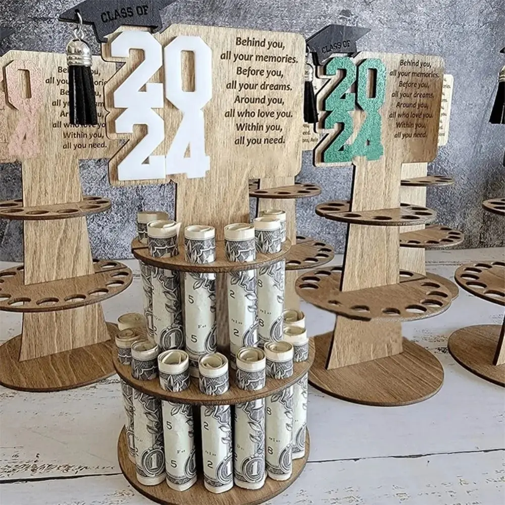 Porte-argent de remise des diplômes, chapeau de remise des diplômes, porte-argent en bois, cadeau unique fait à la main, 25 trous