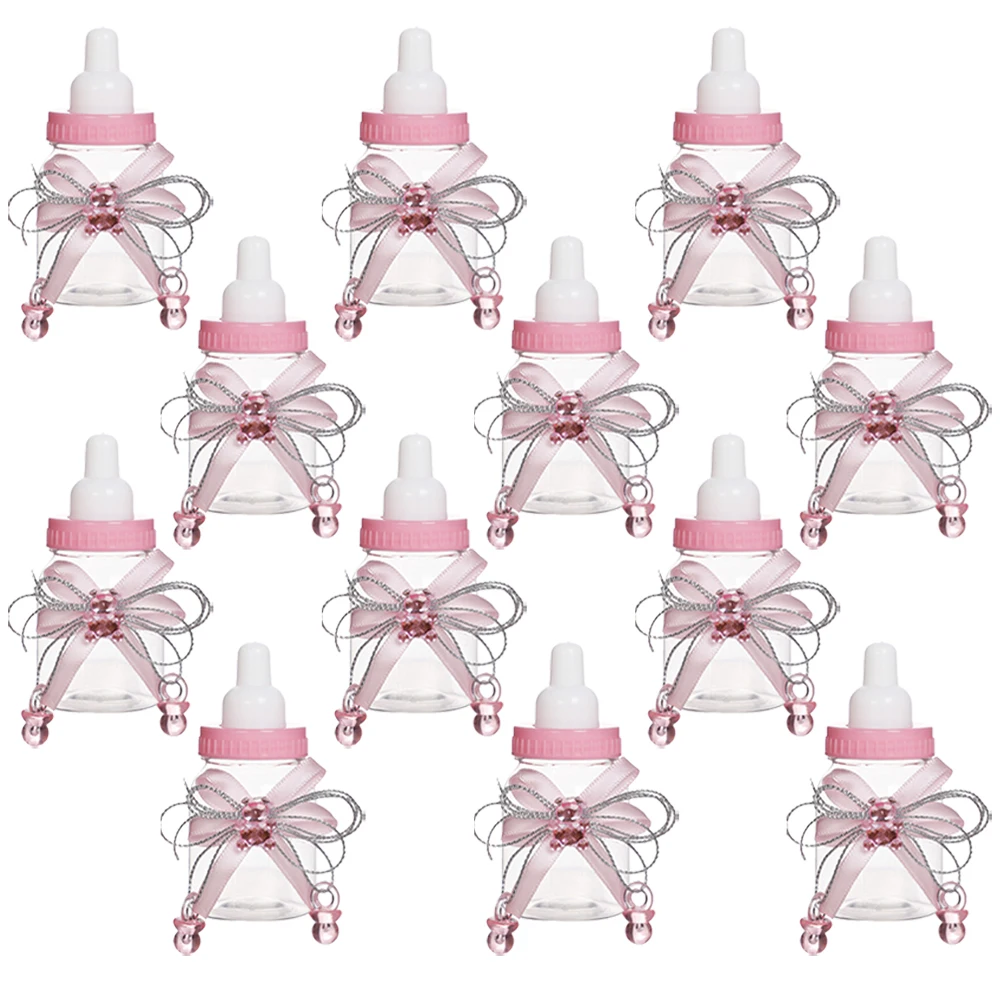 

12 pcs Candy Box Baby Shower Baby Bottle Favor Supplies Treat Boxes Infant Shower Packaging Milk Bottle Container Party Favors