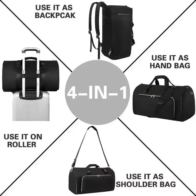

Foldable Clothing Bag Durable Travel Suit Bag Hanging Garment Carrier with Adjustable Crossbody Strap Duffel Bags for Men/Women