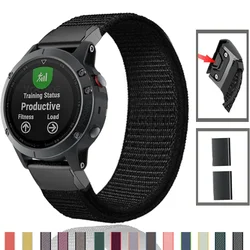 Pulseira de nylon de 22mm 26mm para garmin fenix 6 6x pro fenix 5 5x plus 3 3hr forerunner 935 945 d2 bravo pulseira de relógio inteligente de liberação rápida