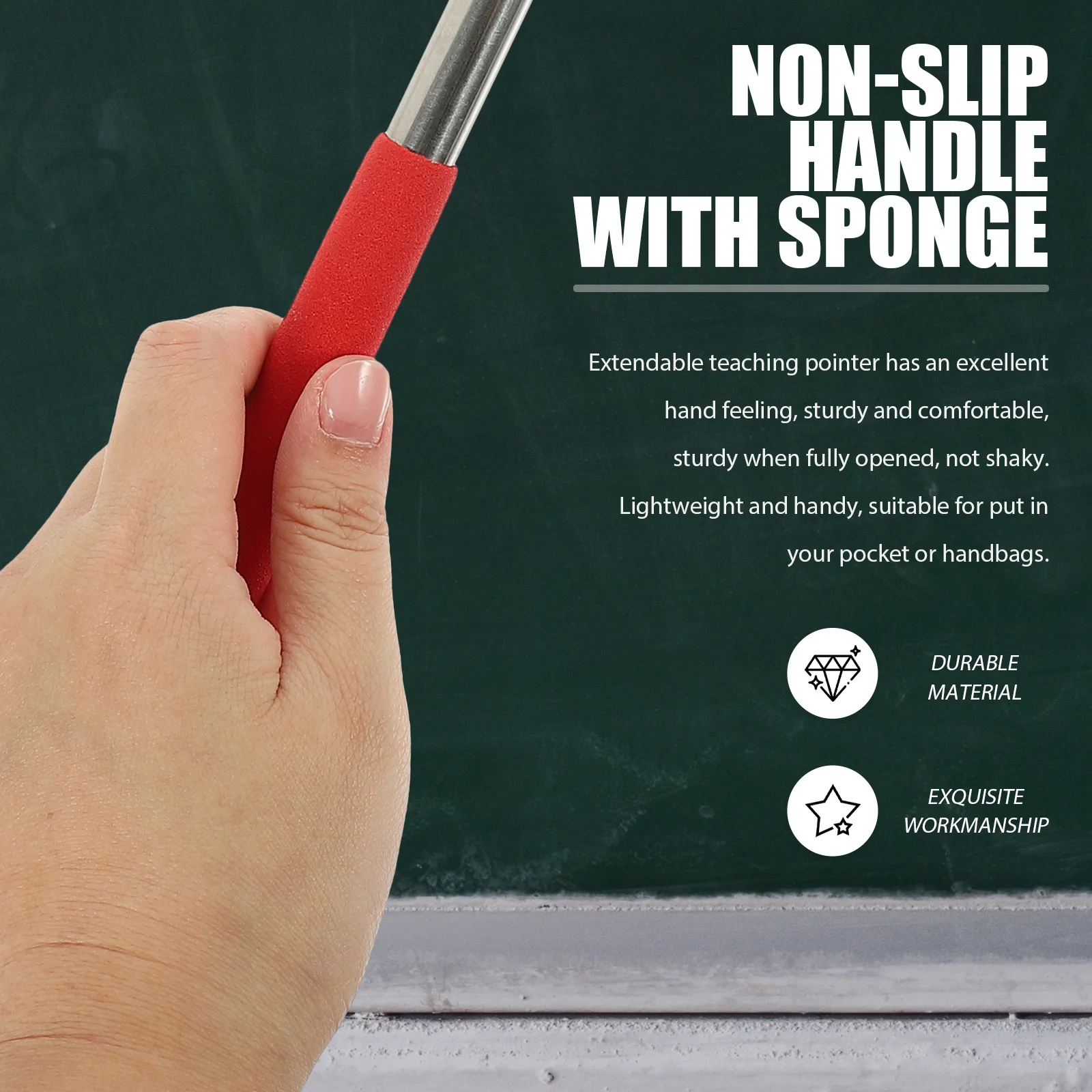 

Whiteboard Pointer Pen Hand Extendable Teachers Metal Presenter Classroom Teaching Red Telescopic Retractable