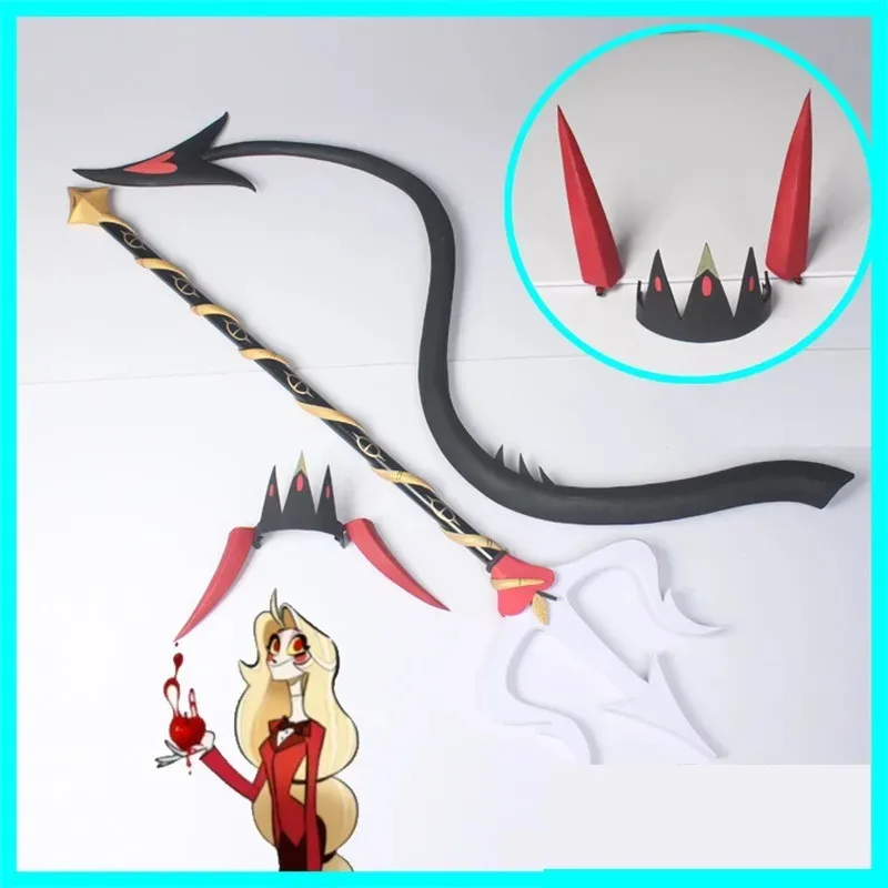 فندق هازبين تشارلي مومينغستار قرون كوسبلاي مع ذيول أغطية الرأس دبوس مشبك شعر أنيمي الهالوين؛ 2'd، 5.h؛