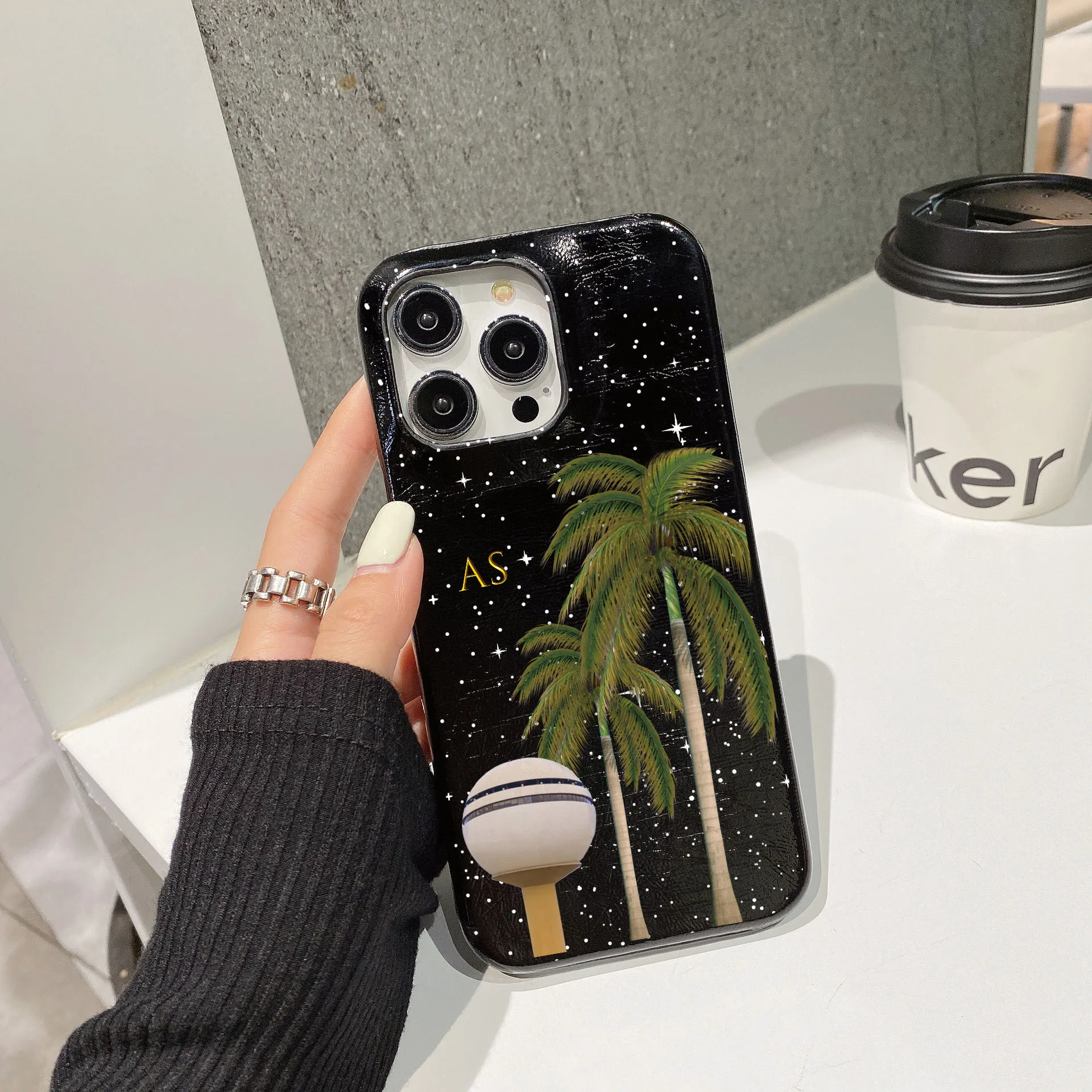 Personalise Initial Saudi Arabia Name Letters Leather Case For Iphone 16 15 pro max 14 13 12 Mini 11 Luxury kafr letters Covers