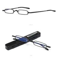 Men Women Pocket Reading Glasses Slim Mini Metal Readers With Pen Tube Case HD Reader Eyeglasses Diopter +1.0/1.5/2.0/2.5 Hot
