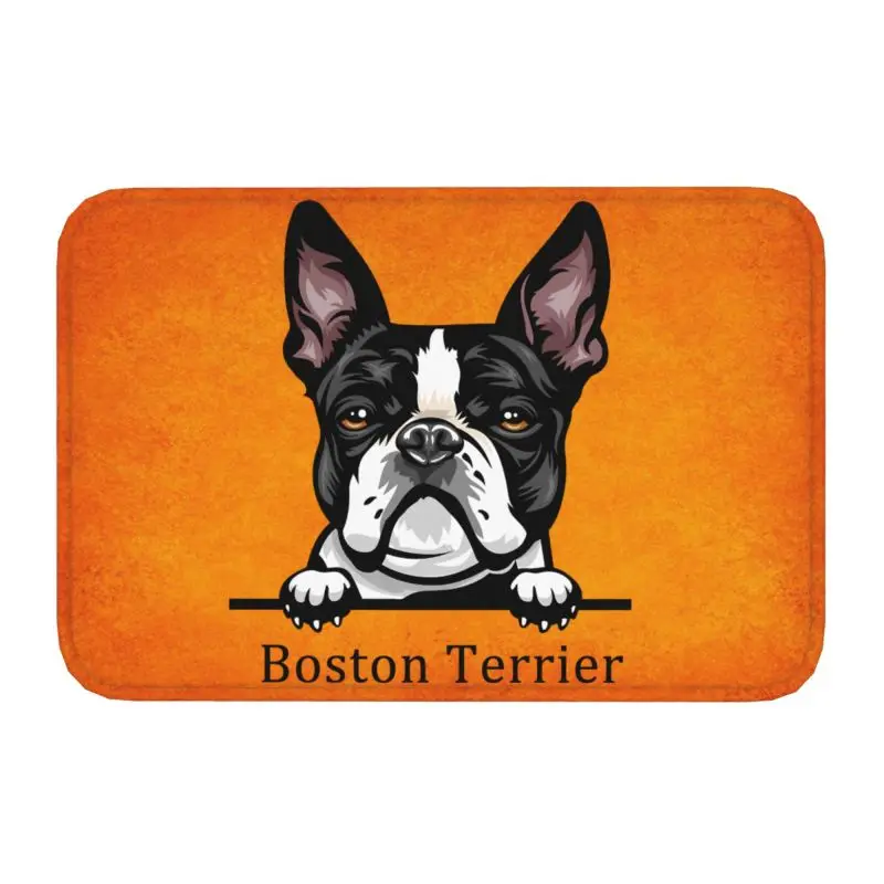 Custom Cute Dog Boston Terrier Doormat Anti-Slip Entrance Welcome Kitchen Door Floor Mat Pet Animal Living Room Carpet Rug