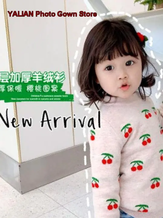 Girls Pullover Sweater Kids Autumn Winter Pink Cashmere Soft Thickened Base Layer Top Older Kids