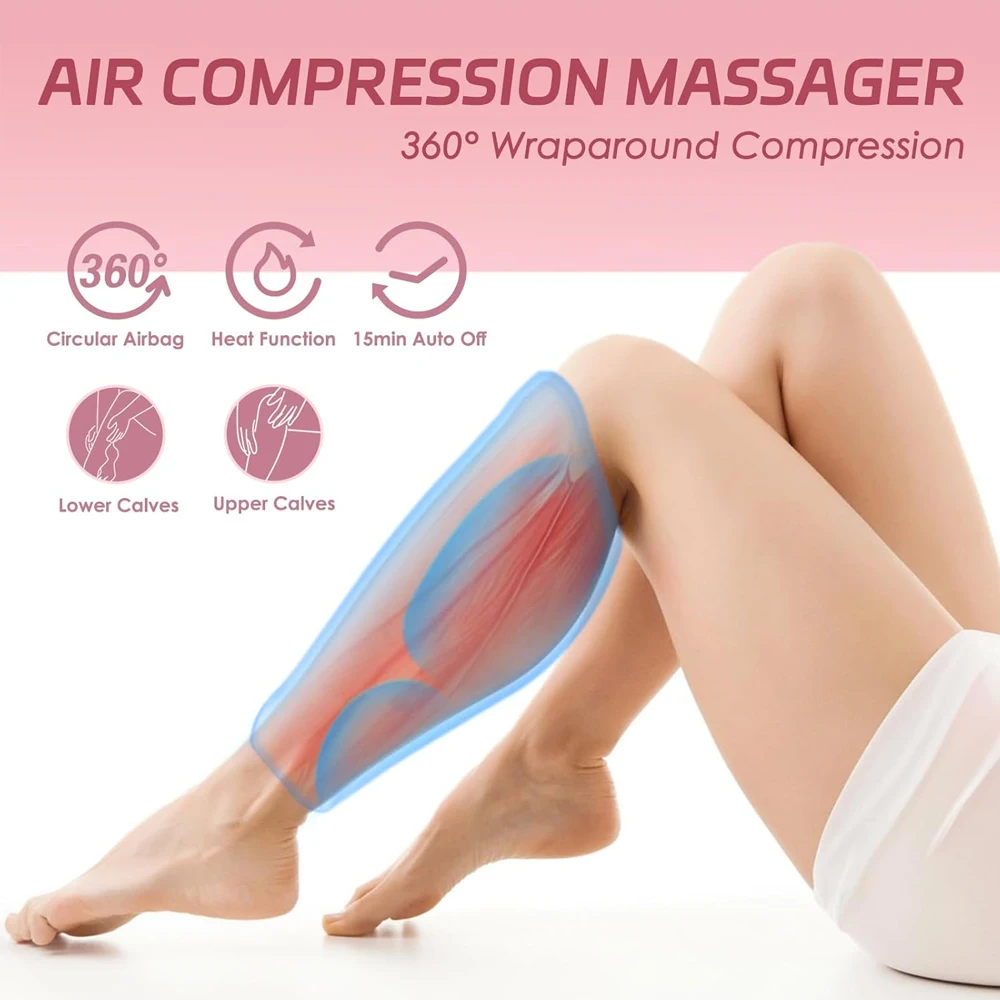 

Leg Massager with Heat & Air Compression - 3 Modes/Intensities,Calf Massager for Circulation,Pain Relief,Restless Legs Syndrome