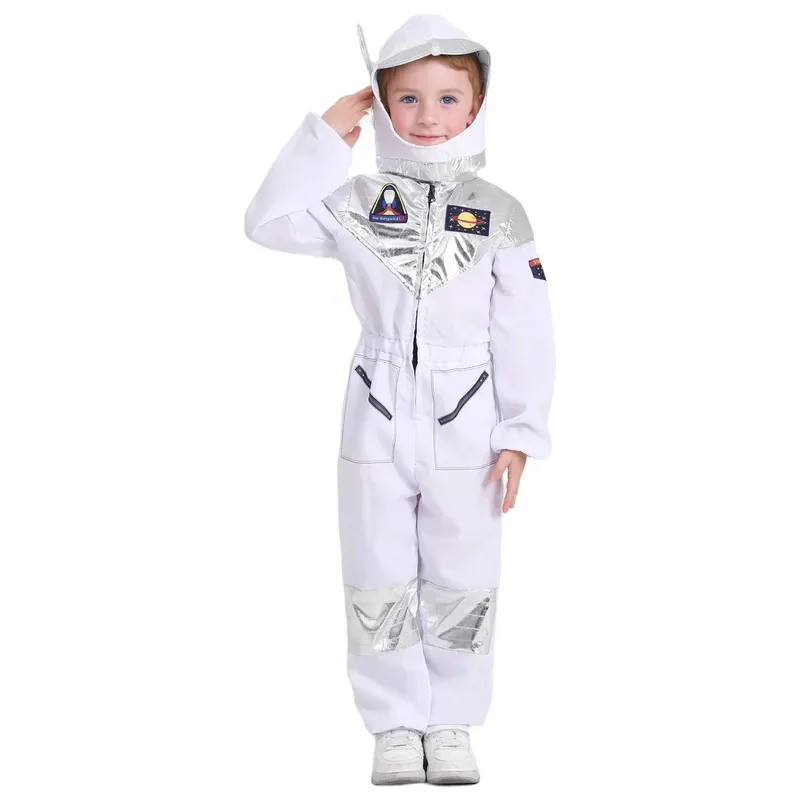 EE01 زي رائد فضاء أبيض فاخر للأولاد والبنات مناسب لأسبوع الكتاب والهالوين كرنفال خارج الفضاء تحت عنوان الحفلات للأطفال C&0Ww