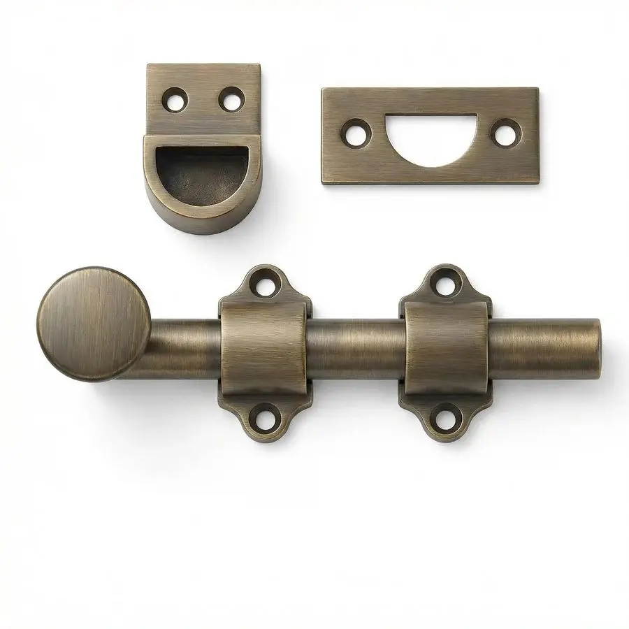 

4 дюйма, 2 шт., антикварная латунь, цельная латунь, накладные защелки и накладные болты для голландских дверей, декоративные накладные болты