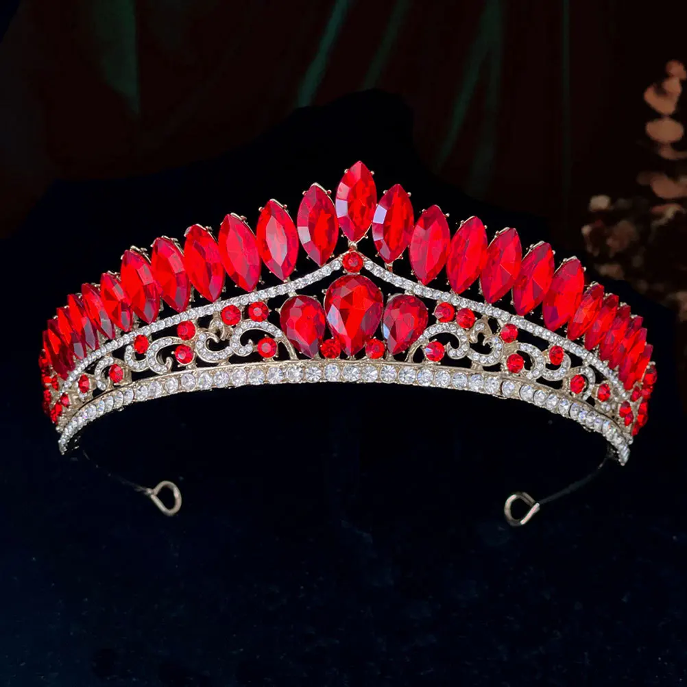 تاج إكسسوار شعر تاج الزفاف غطاء رأس سباركلي لحفلات الزفاف وأعياد الميلاد وعصابة رأس من حجر الراين للعروس #5