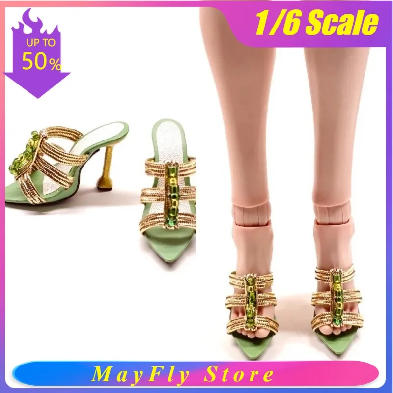 

1/6 Scale Toy Figures Elasticity Strap Pointed Tip Stiletto Heels Slippers Model for 12'' Worldbox/tbl Female Soldier Decoration