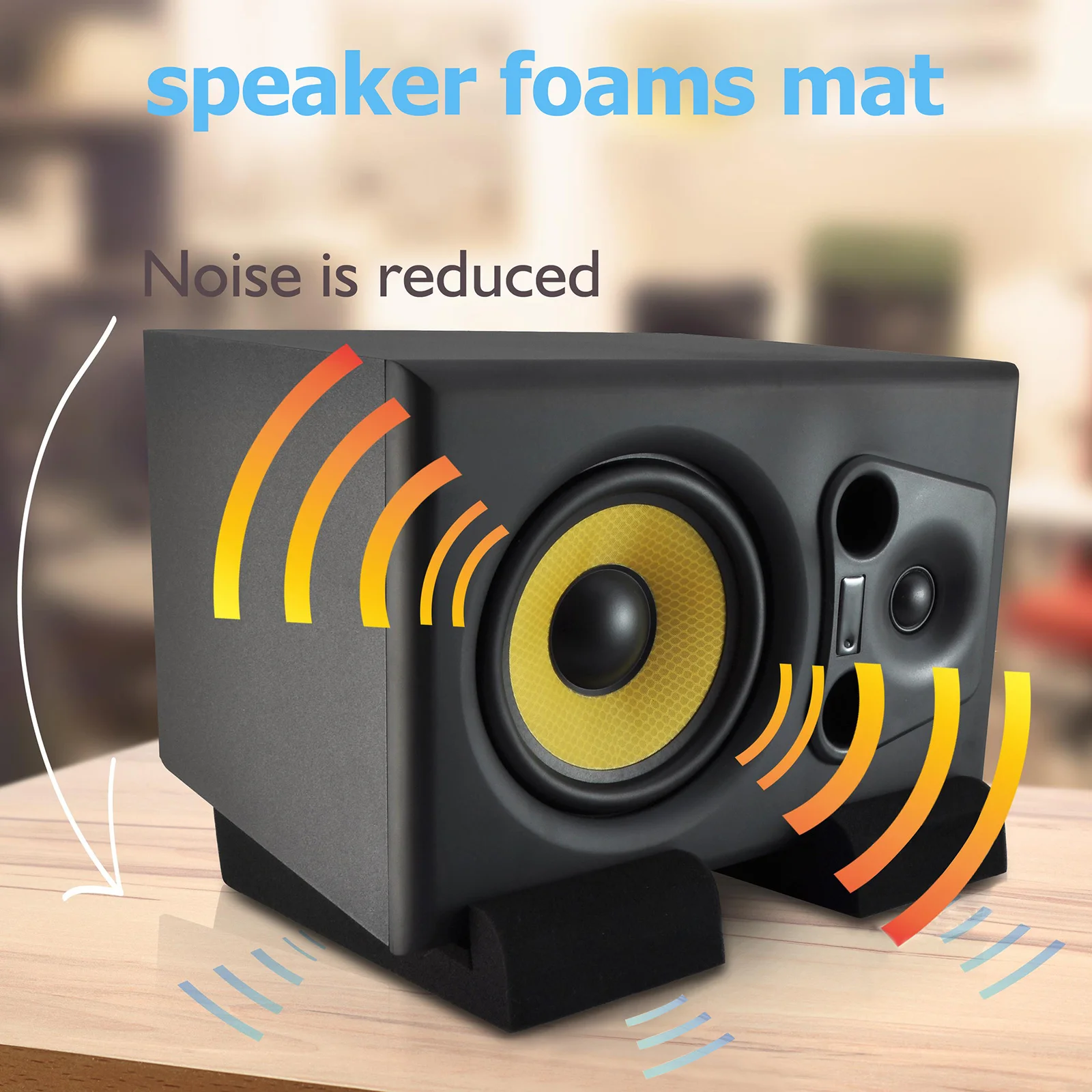 2 قطعة وسادة عزل مكبر الصوت المهنية عالية الكثافة رغوة حصيرة امتصاص الاهتزاز متعدد زاوية عرض آمن عديم الرائحة #2
