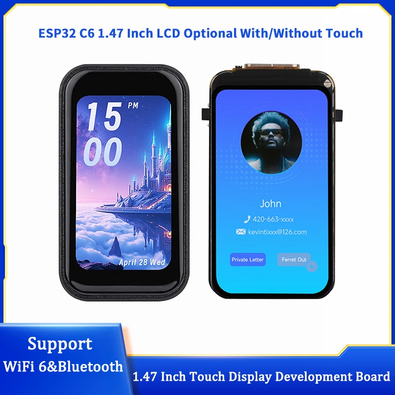 

ESP32 C6 1.47 Inch Touch LCD Development Board RGB-LED Support WiFi 6 & Bluetooth 4MB/16MB Optional For Arduino /LVGL