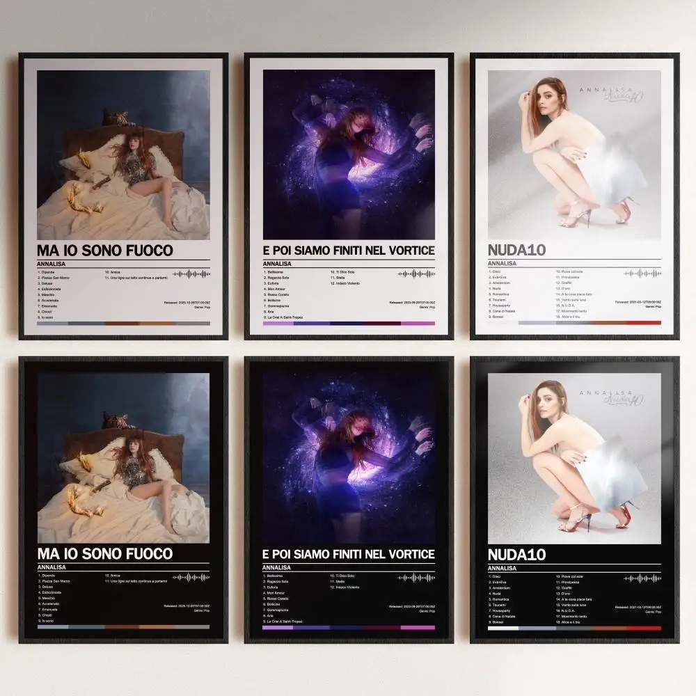 Póster de Annalisa, cubierta artística para álbum, canciones, música, rap, pegatina de papel impermeable para pared, decoración del hogar para sala de estar