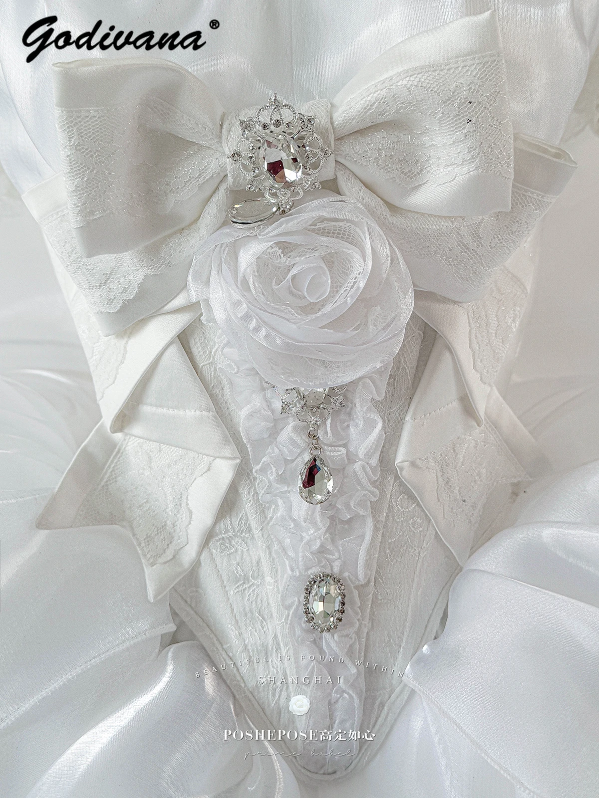 Ensemble Corset et jupe bustier tubulaire blanc pour femmes, fée de Style français, robes de princesse courtes de mariage à fleurs Lolita
