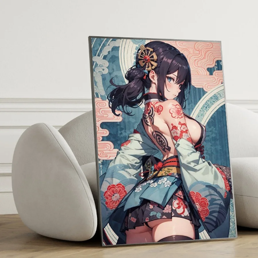 Arte de pared de lienzo de belleza Sexy caliente, póster de lienzo de chica de tatuaje, impresiones de Anime de dibujos animados, póster para sala de estar, decoración del hogar sin marco