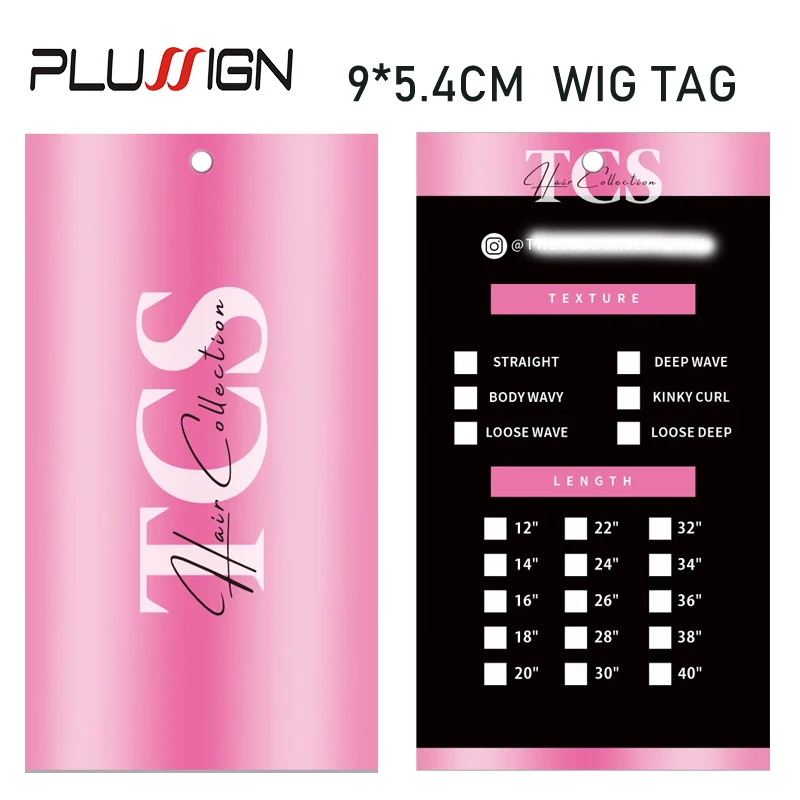 Plussign Wig Tags And Labels Custom Packaging Hair Tags For Bundles 12*3Cm Self-Adhesive Label 9*5.4Cm Hair/Wig Hang Tags 200Pcs