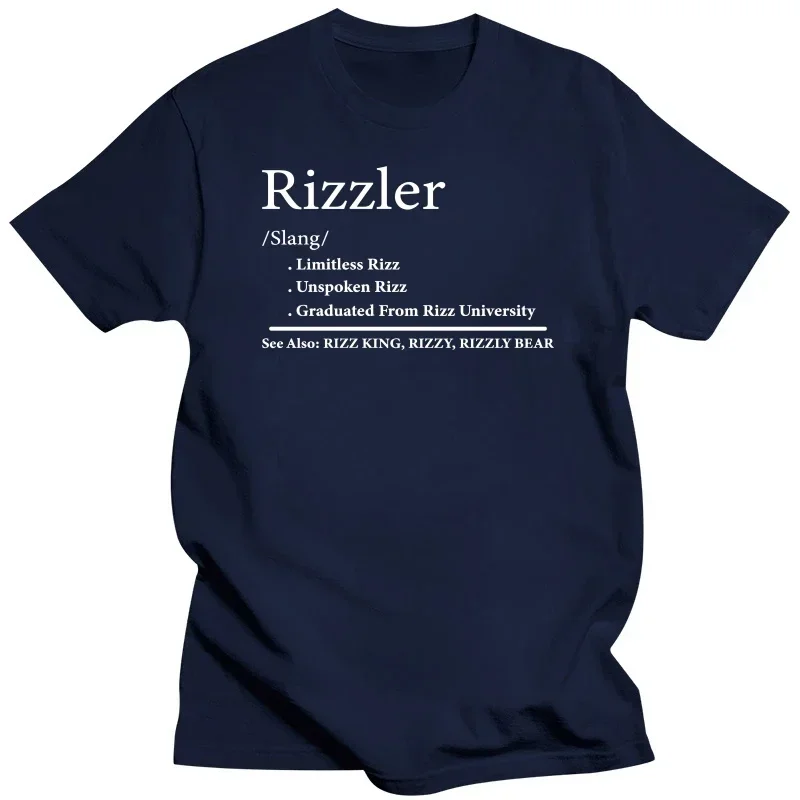 Funny Rizz Meme Quote Y2k T-shirts For Men Casual 100% Cotton Summer Unisex Tops EU Size The Rizzler Definition T Shirt cotton