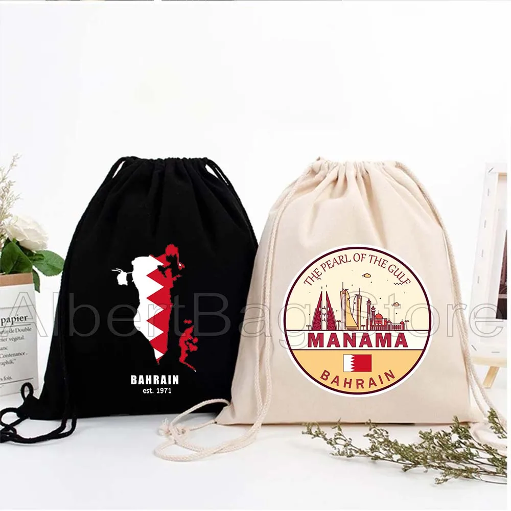 

Manama Bahrain Country Flag Map Gifts Canvas Drawstring Bag Soccer Backpack Gym Sackpack String Bag for Exercising Hiking Sports
