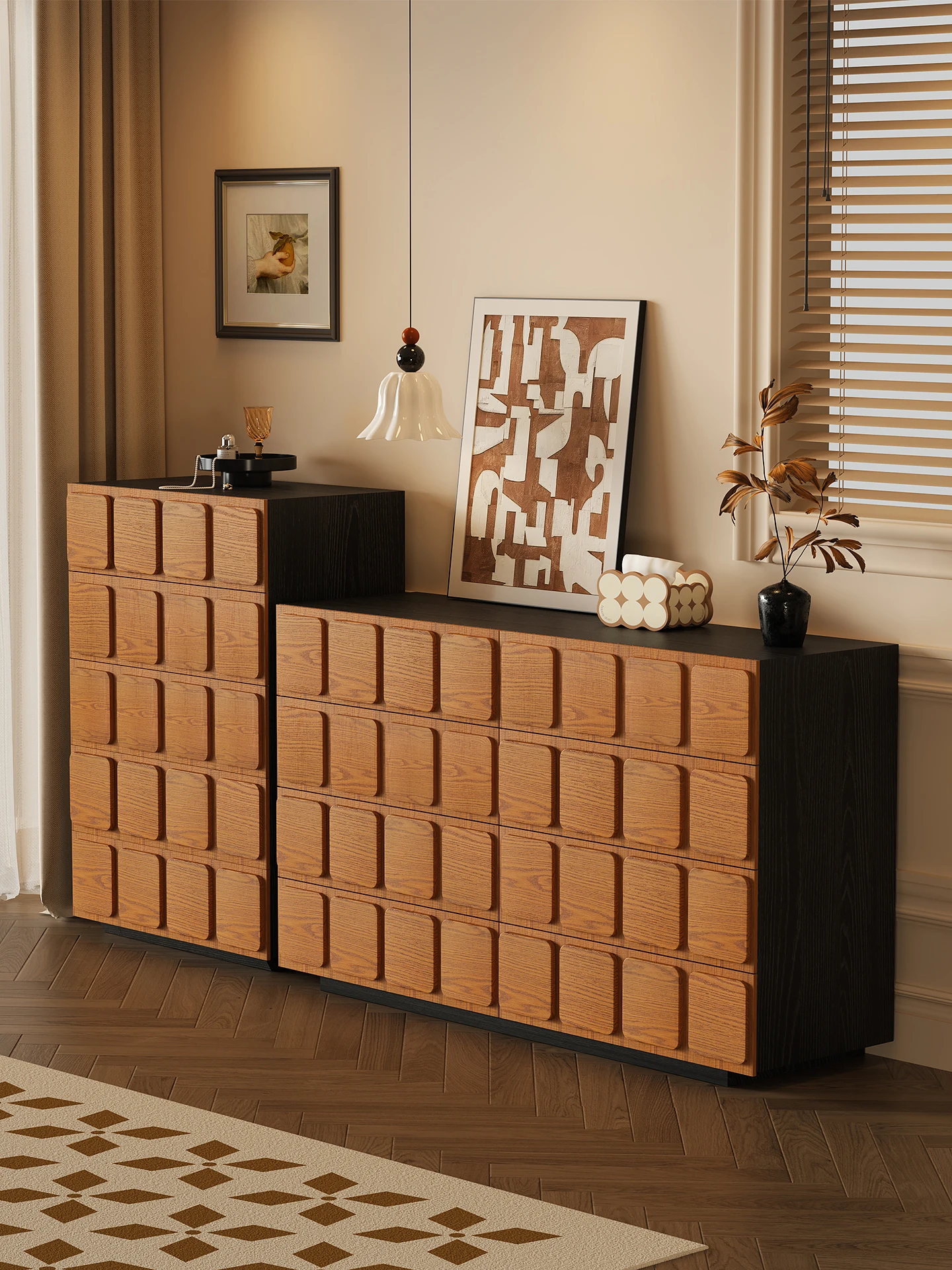 LMM bedroom bedside storage drawer cabinet against the wall storage solid wood storage cabinet