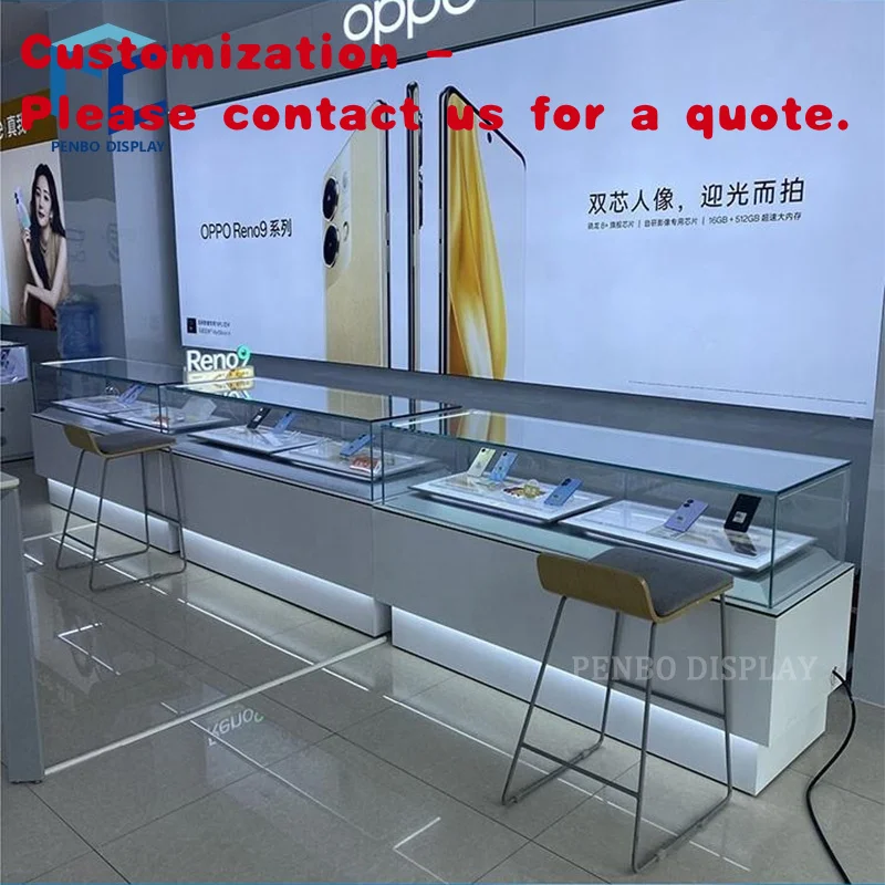 

custom.High End Retail Cell Phone and Accessories Shop Design Glass Cabinet Display Stand Customized Glass Mobile Phone Counter