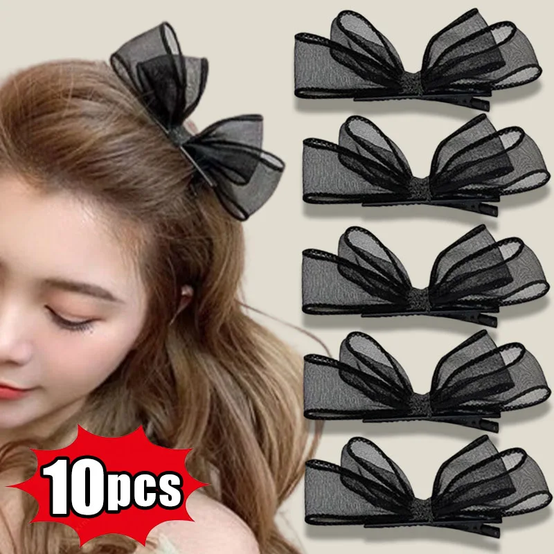 Women\'s Elegant Big Bows Lace Flower Hairpins Fabric Elastic Bowknot Hair Bands Girls Hair Accessories Fashion Korean Hair Clip