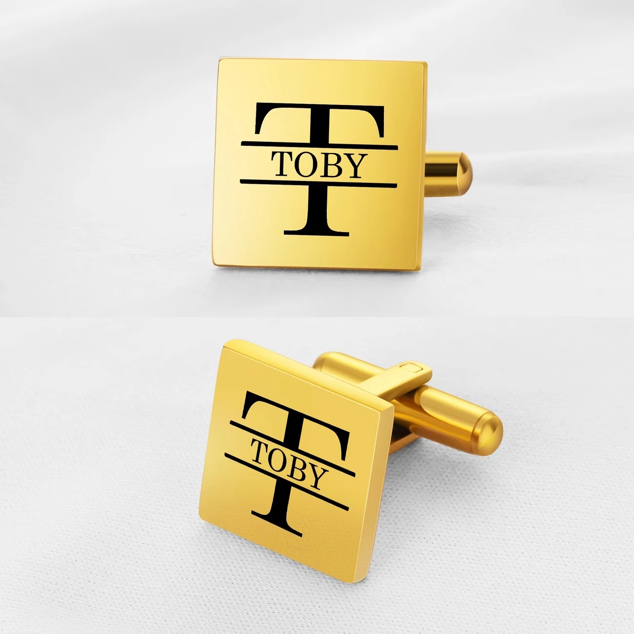 Personalized Stainless Steel Initial Name Cufflink Men Custom Best Shirt Button Black Printing Cuff Links For Wedding Party Gift view 4