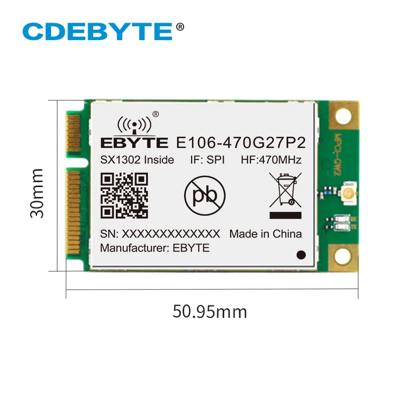 LoRaWAN SX1302 Gate-Way New LoRa Chip PA LNA LoRa Module Ebyte E106-470G27P2  RF With Mini PCI-e Interface SPI Module Iot