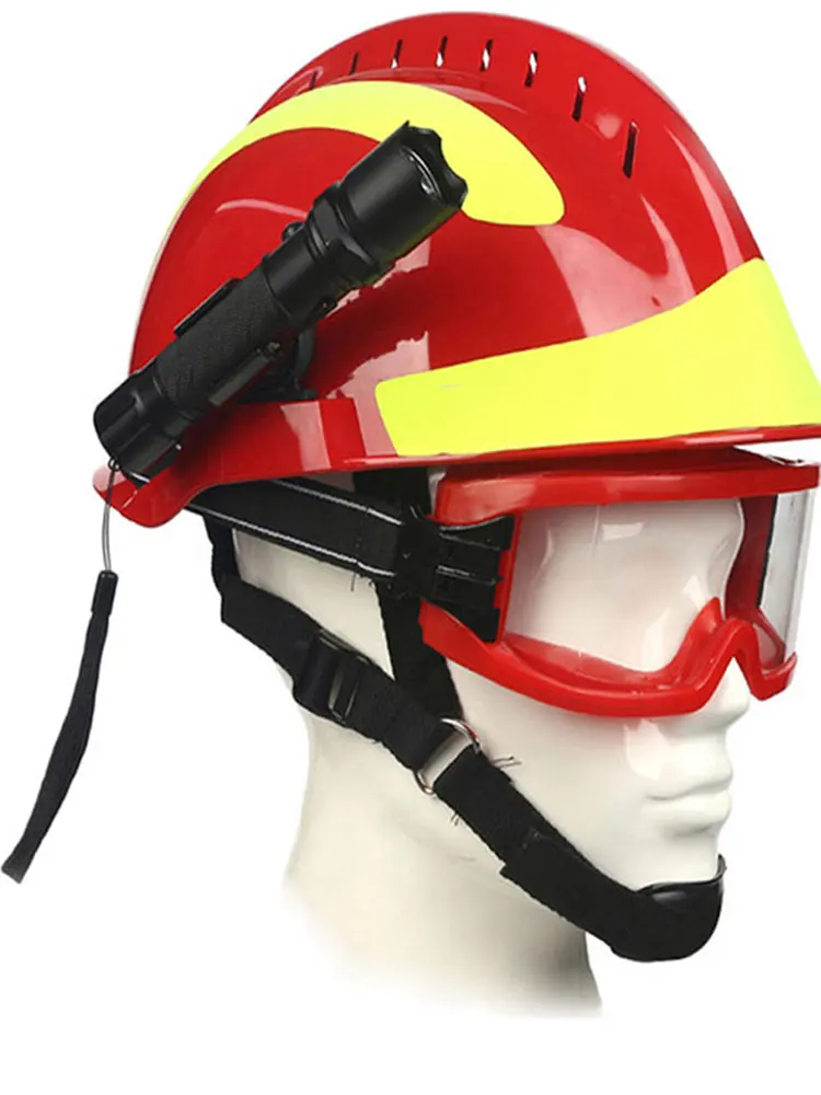 Casco de rescate de seguridad F2, protector de emergencia ABS con faro y gafas protectoras para bombero