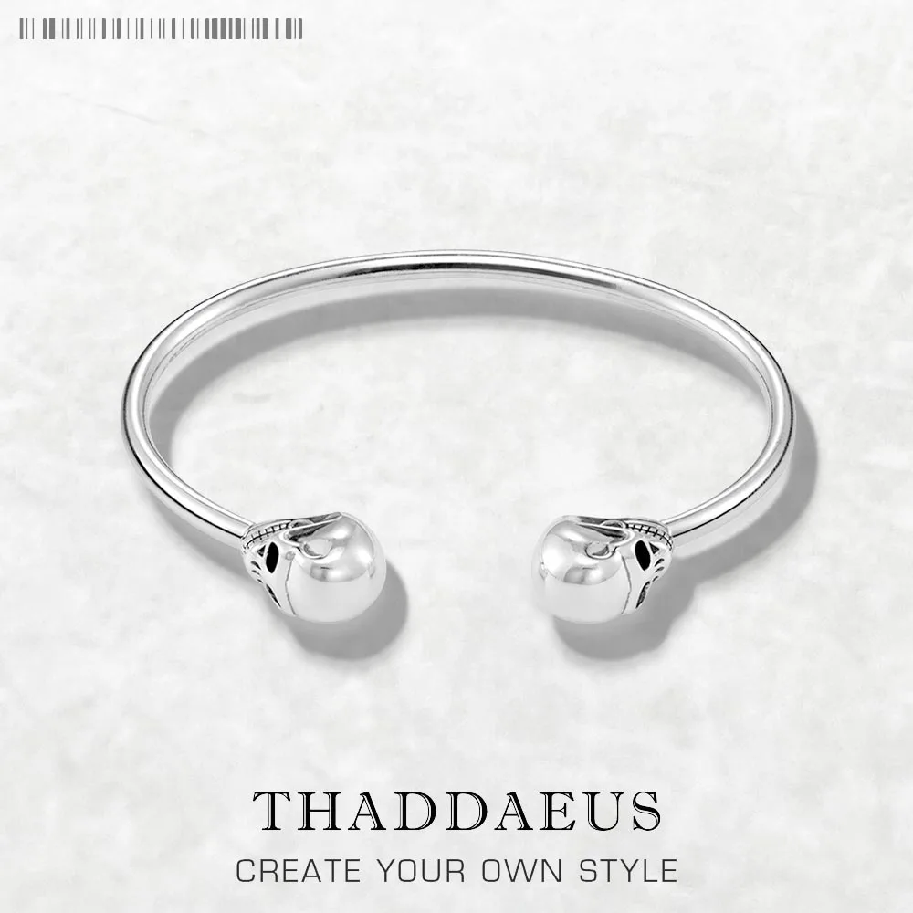 Bransoletka Bangle Skull Europe Style Fashion Karma Rebel Biżuteria Prezent dla kobiet Mężczyźni Brand New Fine Sterling 925 Silver