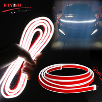 Dynamic Car Hood Light Strip Exterior Flexible Daytime Running Lights Universal Car Engine Cover Decoration 1.2/1.5/1.8/2/2.4M