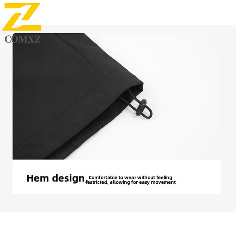 COMXZ Men Jacket Classic Hood Outdoor Adventure Multifunctional Coat Fashion Solid Color Street Style Lightweight Autumn Garment