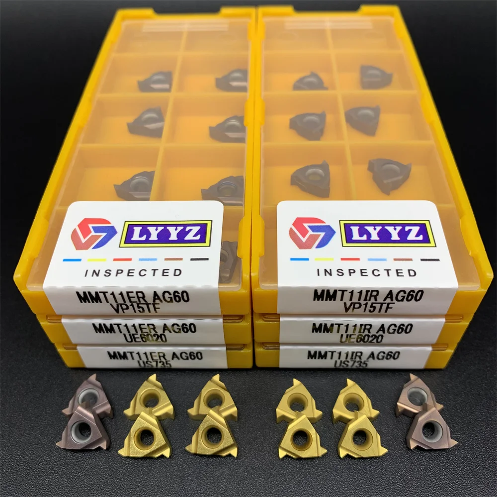 Imagem -04 - Carboneto de Inserção de Rosca Mmt11er 11ir 16er 16ir Ag60 Ag55 Vp15tf Ue6020 Us735 Ferramenta de Corte Rosca Interna Mmt22er Mmt22ir 10 Pcs