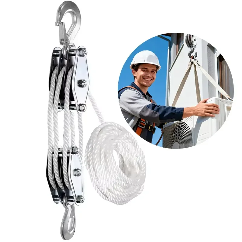 Heavy Pulley System Rope Hoist 1 Lifting Power 2200 Lbs Breaking Strength Lifting Pulley for Lifting Heavy Object