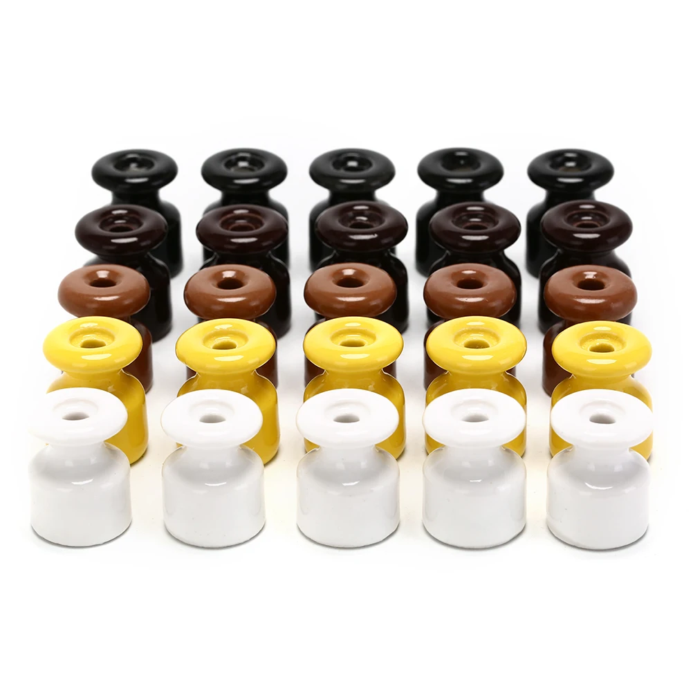 5Pcs Porcelain Insulator Wall Wiring Cable Fixings Twisted Cord Ceramic Insulators Guider with Screw Parts