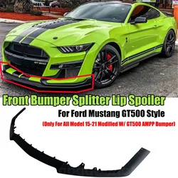 3Pcs Front Bumper Splitter Lip Corner For Ford Mustang GT500 Style Bumper Spoiler Winglet Orignal Glossy Black Carbon