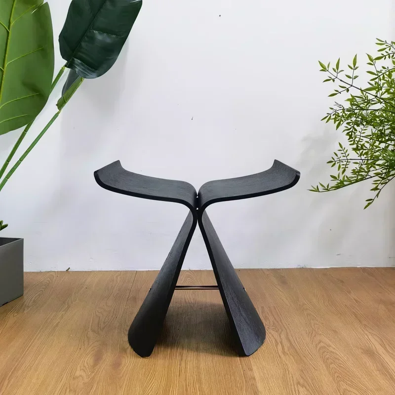 

Leisure Bending Plate Living Room Chair Meeting Guests Low Wood Living Room Chair Stool Woonkamer Stoelen Home Furniture DC-325