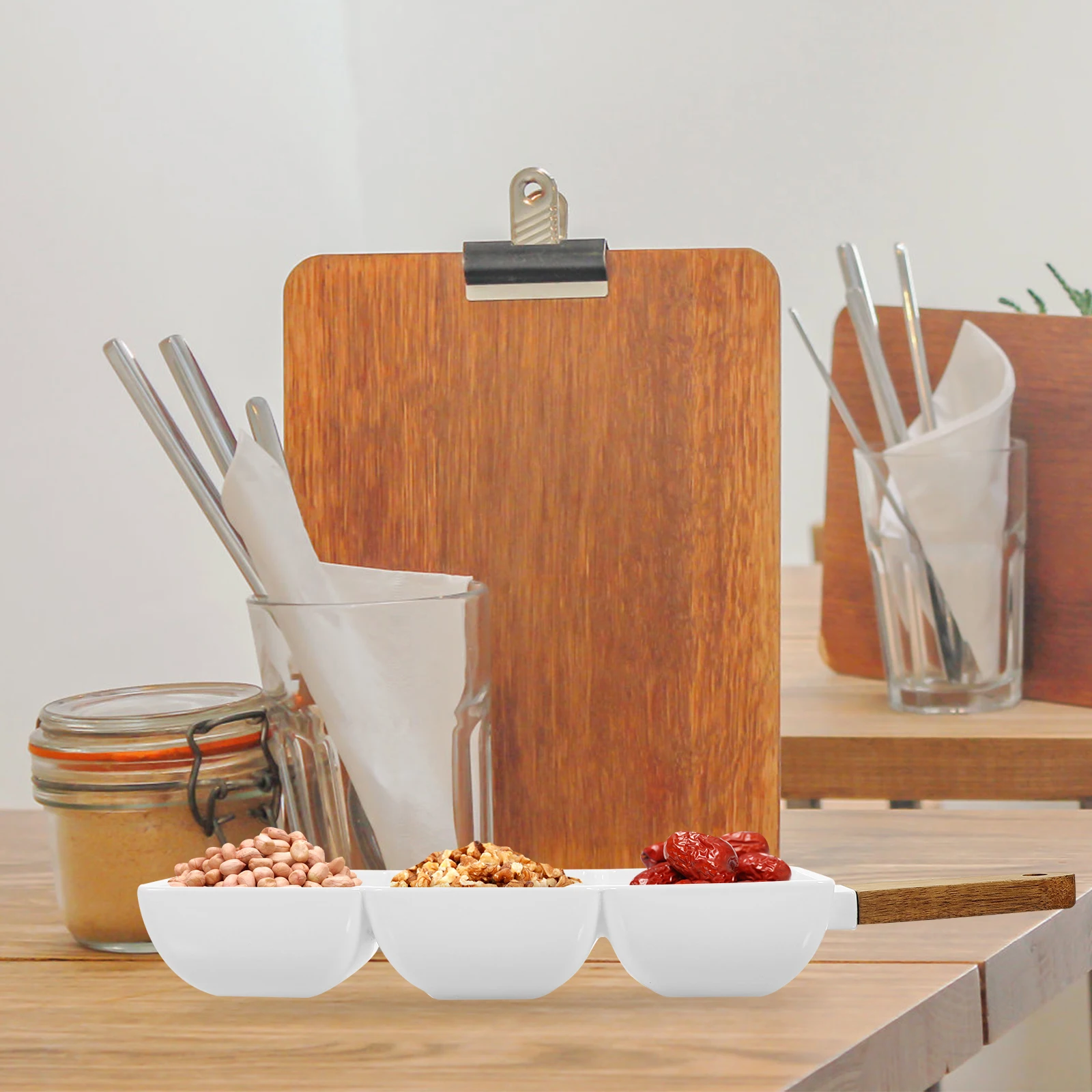 

2pcs Ceramic Snack Bowl Sauce Dish Food Storage Container Hot Pot Dipping Bowls Condiment Wood H Lightweight Home Restaurant