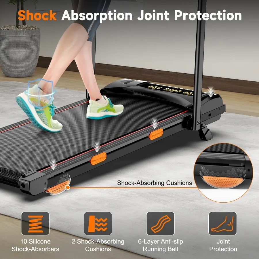 جهاز سير لوحة المشي تحت المكتب بنسبة 60%، ميل يدوي بسعة 300 رطل، قابل للطي ومحمول 2.5 حصان، جهاز سير صغير متوافق مع تطبيق المنزل