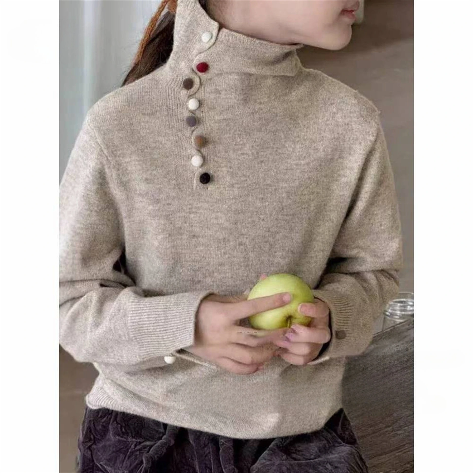 

Girls sweater winter thickened new children's turtleneck knitted bottoming shirt top