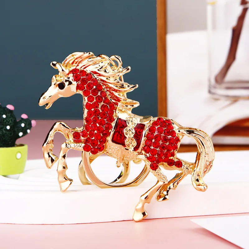 Horse Rhinestone Crystal Charm Pendant Key Bag Chain Keychains